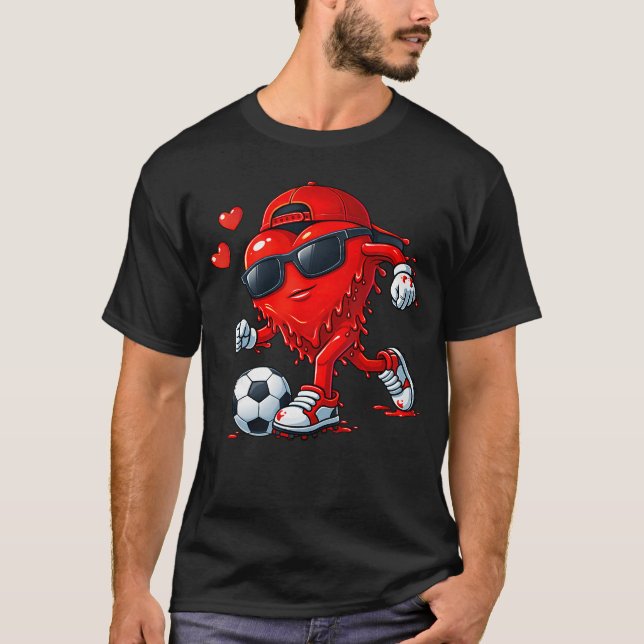 Valentine Soccer Heart Drip Sport Love Valentines  T-Shirt (Vorderseite)