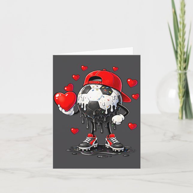 Valentine Soccer Heart Drip Srt Love Valentines Da Karte (Vorderseite)