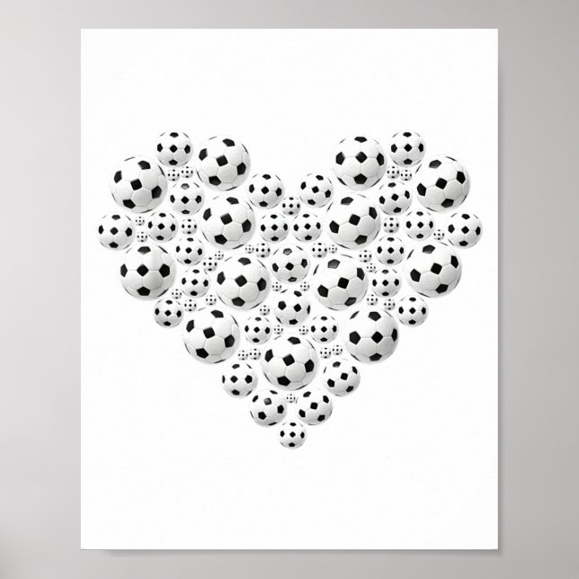 Valentine Soccer Heart Drip Srt Love Valentines Da Poster (Vorne)