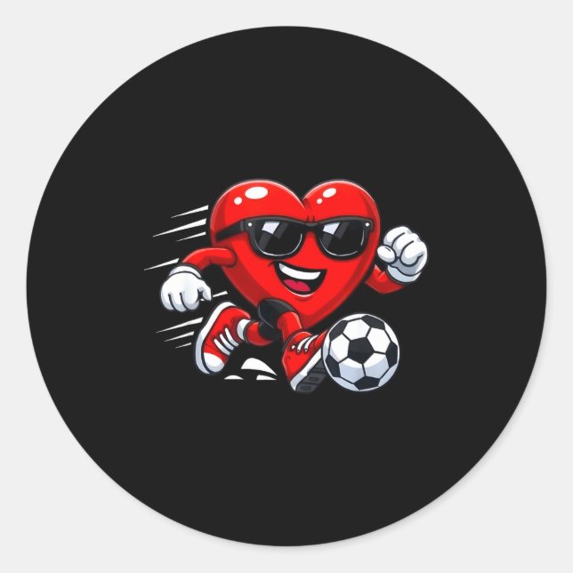 Valentine Soccer Heart Drip Srt Love Valentines Da Runder Aufkleber (Vorderseite)