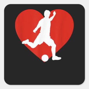 Valentine Soccer Player Valentine's Day Soccer Hea Quadratischer Aufkleber