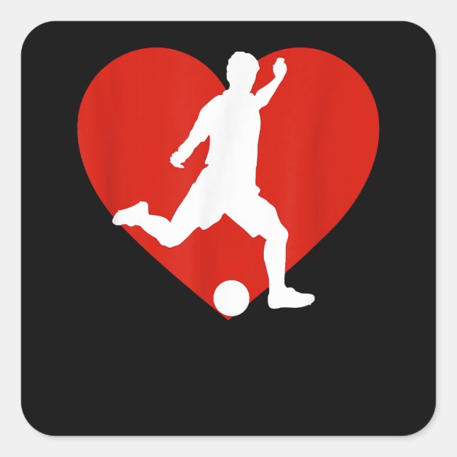 Valentine Soccer Player Valentine's Day Soccer Hea Quadratischer Aufkleber (Vorderseite)