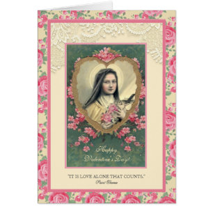 Valentine St. Therese Catholic Religious Pink Rose
