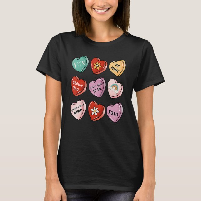 Valentine Sweet Candy Heart Kiss Happy Valentine's T-Shirt (Vorderseite)