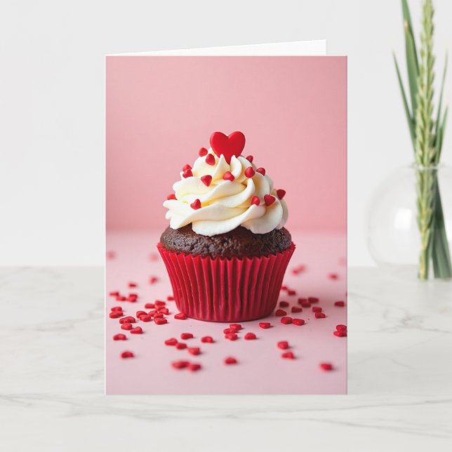 Valentine Sweet Hearts Cupcake Card Karte (Vorderseite)