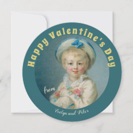 Valentine Sweet Junge mit Blume Fragonard Pierrot Feiertagskarte