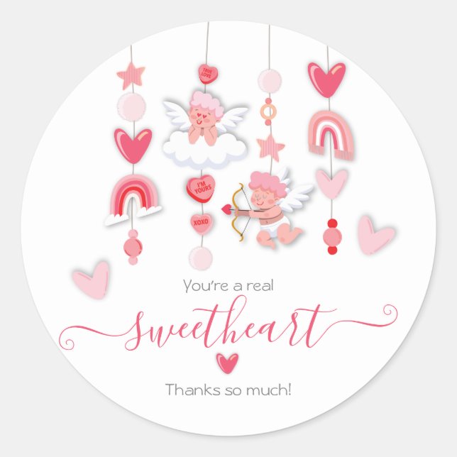 Valentine Sweetheart Mobile Baby Shower Runder Aufkleber (Vorderseite)