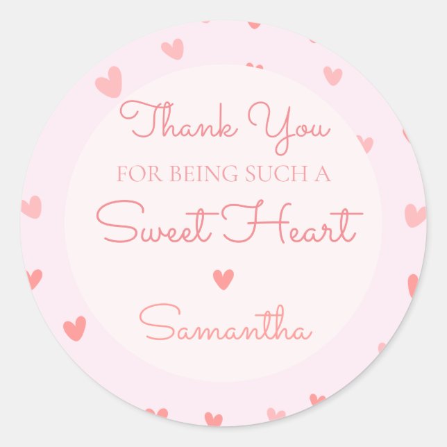 Valentine Sweetheart Pink Peach Herzen Geburtstag Runder Aufkleber (Vorderseite)