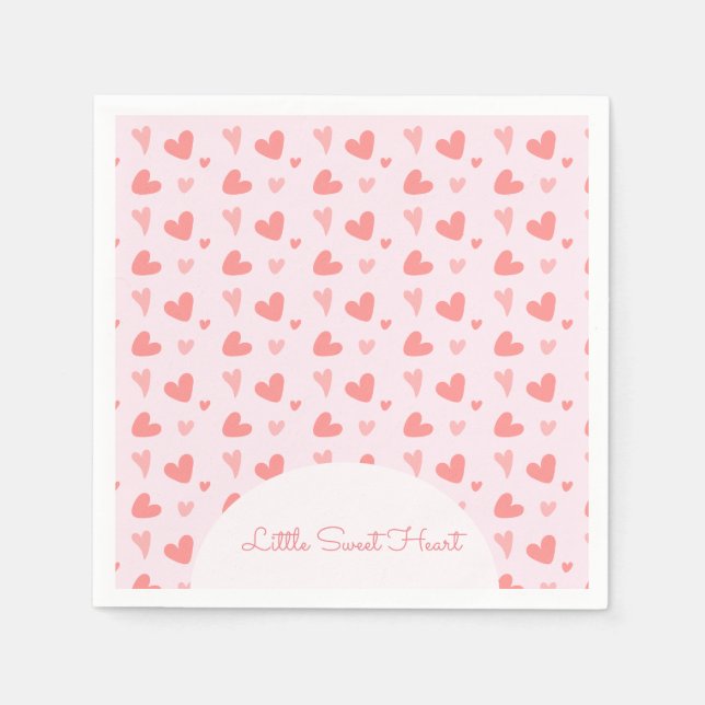 Valentine Sweetheart Pink Peach Herzen Geburtstag Serviette (Vorderseite)