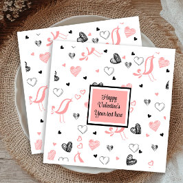 Valentine Tableware Pink Black Love Sketch Napkins Serviette