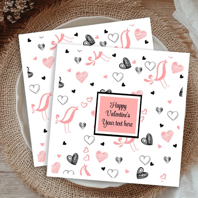 Valentine Tableware Pink Black Love Sketch Napkins Serviette (Valentine Tableware Pink Black Love Sketch Napkins)