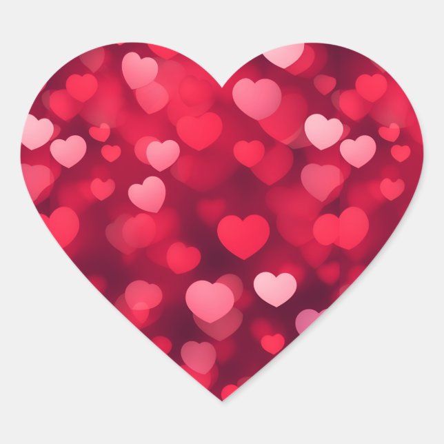 Valentine Tagesherzen Hintergrund Herz-Aufkleber (Vorderseite)