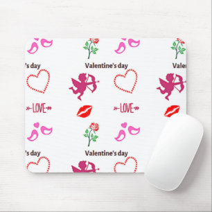 Valentine-Tagesmuster auf weiß Mousepad