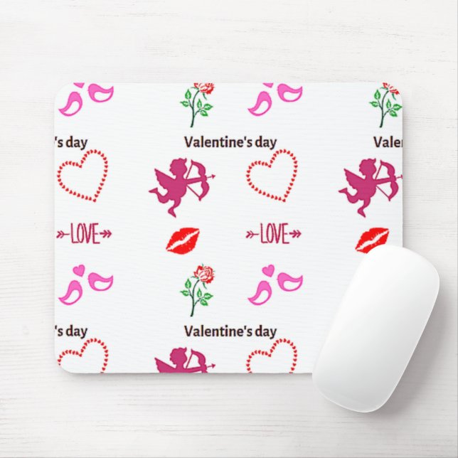 Valentine-Tagesmuster auf weiß Mousepad (Mit Mouse)