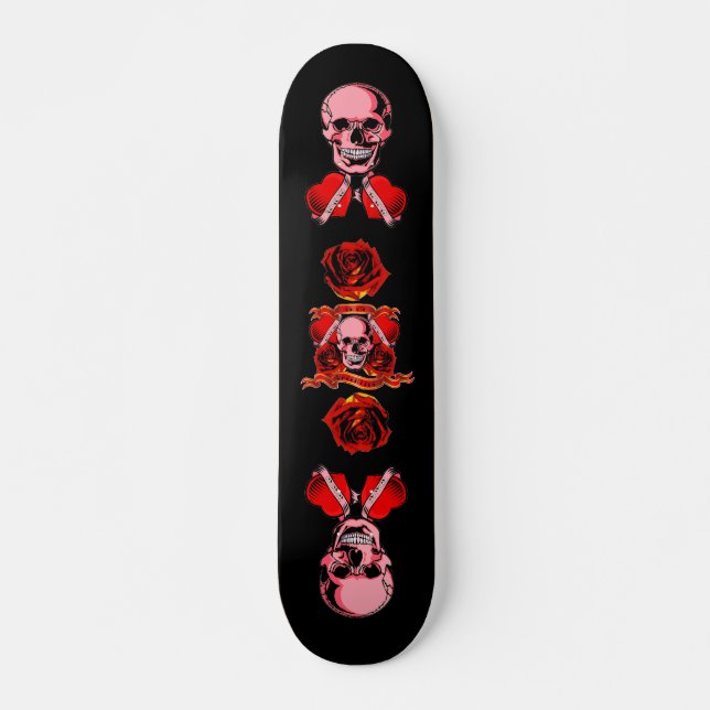 Valentine Tattoo Skull Herz Skateboard (Vorne)