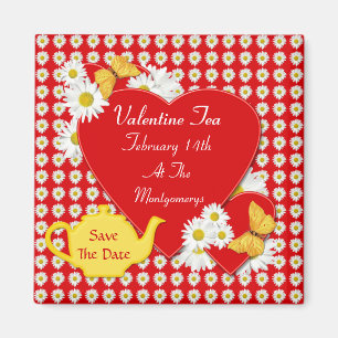 Valentine Tea Party Speichern Sie die Datumsmagnet Magnet