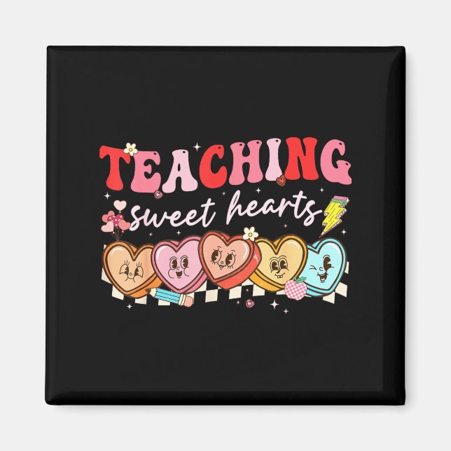 Valentine Teaching Sweet Hearts Teacher Men Women  Magnet (Vorne)