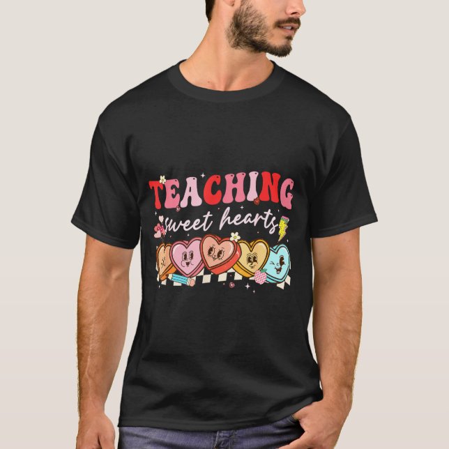 Valentine Teaching Sweet Hearts Teacher Men Women  T-Shirt (Vorderseite)