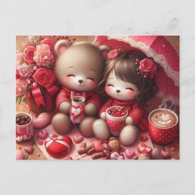Valentine Teddy Bären Postkarte (Vorderseite)
