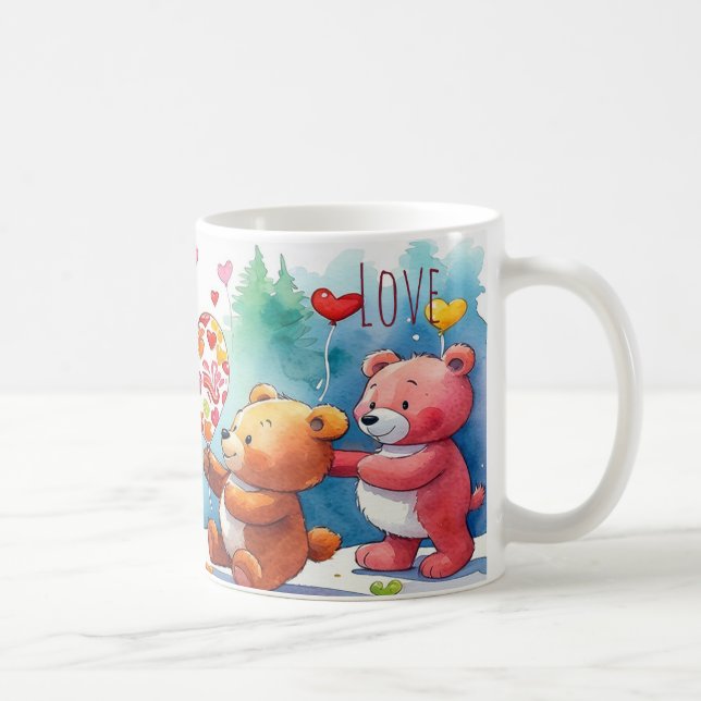 Valentine Teddy Bears Sharing Heart Shaped Candies Kaffeetasse (Rechts)
