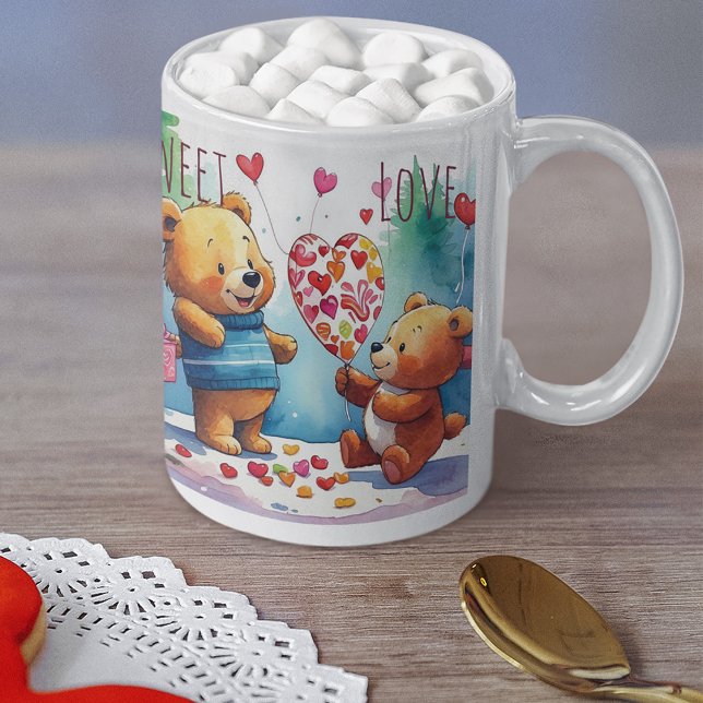 Valentine Teddy Bears Sharing Heart Shaped Candies Kaffeetasse (Von Creator hochgeladen)