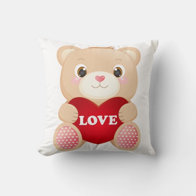 Valentine Teddy Throw Pillow Kissen (Vorderseite)