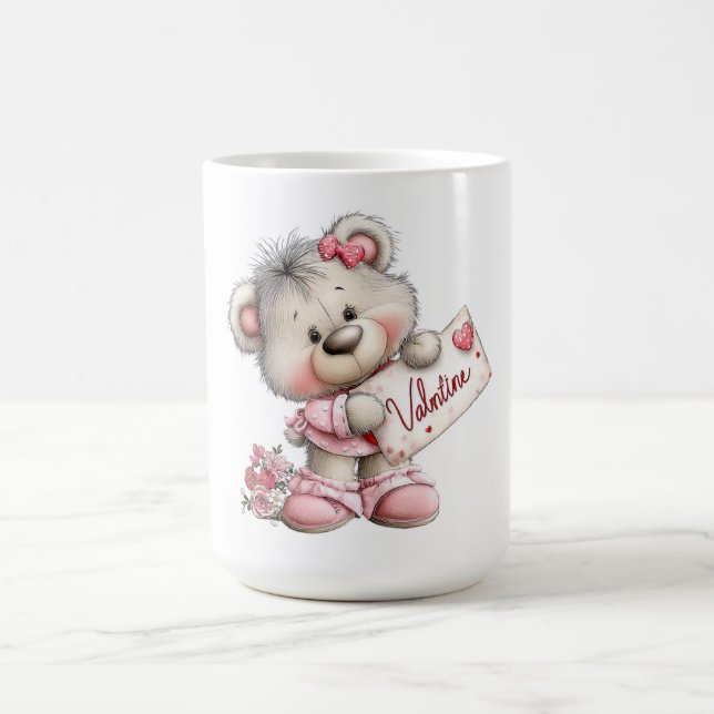 Valentine Teddy with Heart Sign Kaffeetasse (Mittel)