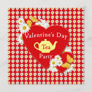Valentine-Tee-Party-Gänseblümchen-Einladung Einladung