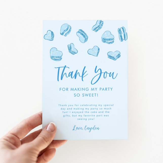 Valentine Theme Blue Hearts Geburtstagsparty Dankeskarte (Von Creator hochgeladen)