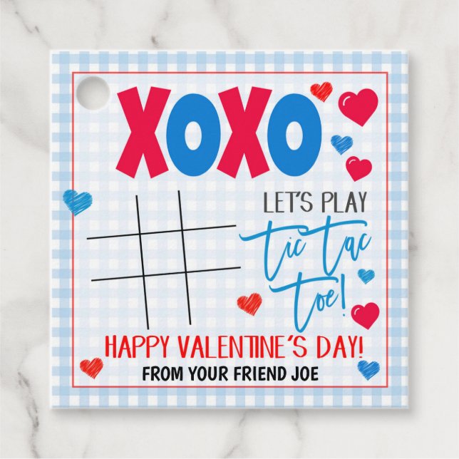 Valentine Tic Tac Toe Gift Tag Geschenkanhänger (Vorderseite)