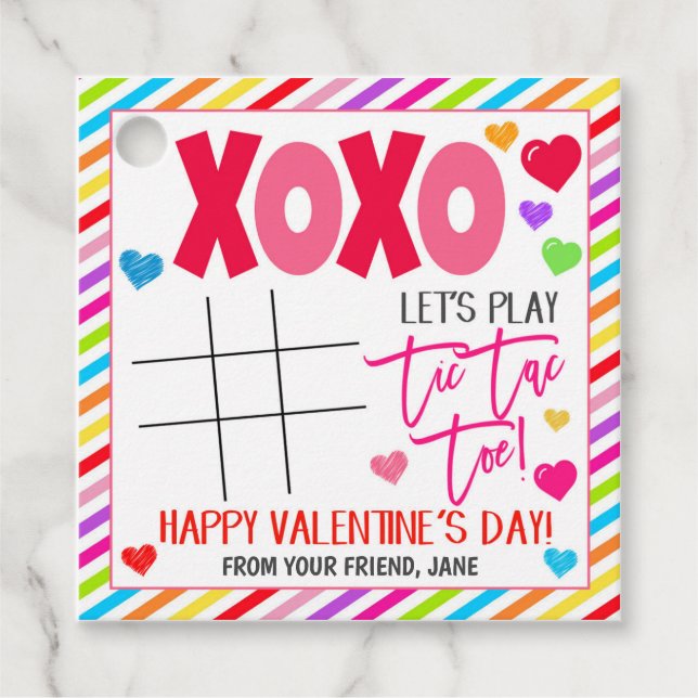 Valentine Tic Tac Toe Gift Tag Geschenkanhänger (Vorderseite)