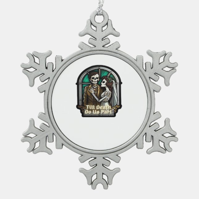 Valentine Till Death Do us Part Classic Schneeflocken Zinn-Ornament (Vorderseite)
