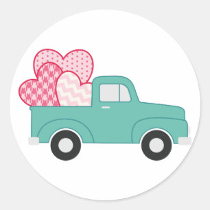 Valentine Truck Runder Aufkleber