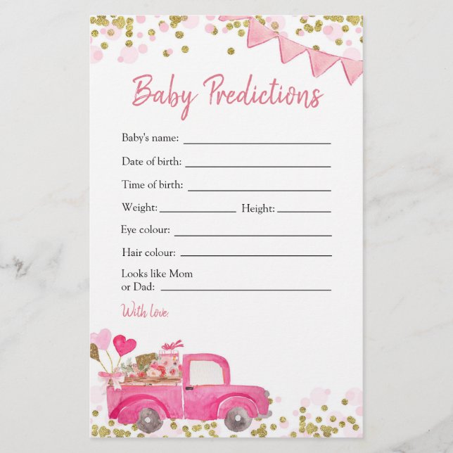 Valentine Truck Sweetheart Baby Vorhersagen (Vorderseite)