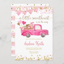 Valentine Truck Sweetheart Babydusche Einladung