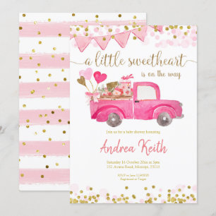 Valentine Truck Sweetheart Babydusche Einladung