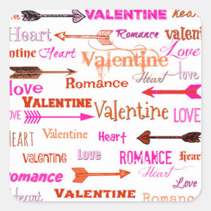 Valentine Typografie Quadratischer Aufkleber