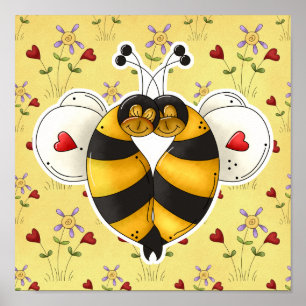 Valentine umarmt Bienen in Liebe Poster