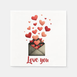 Valentine-Umschlagdesign "Love You" Serviette