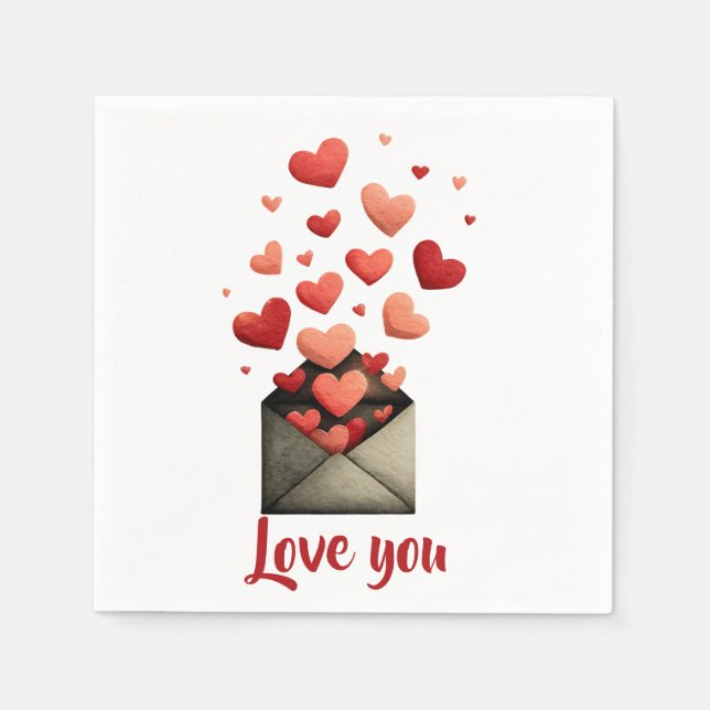 Valentine-Umschlagdesign "Love You" Serviette (Vorderseite)