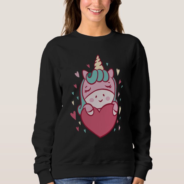 Valentine Unicorn  Valentine´s Day Sweatshirt (Vorderseite)