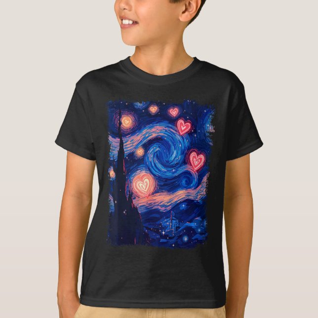 Valentine Van Gogh Starry Night Heart Matching Cou T-Shirt (Vorderseite)