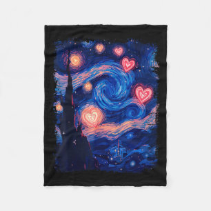 Valentine Van Gogh Sternennacht Herz Passende Cou Fleecedecke