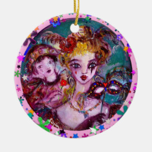 VALENTINE VENEZIANISCH MASQUERADE MASCHINE UND CON KERAMIK ORNAMENT