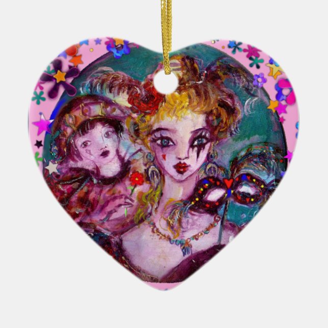 VALENTINE VENEZIANISCH MASQUERADE MASCHINE UND CON KERAMIK ORNAMENT (Vorne)