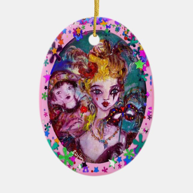 VALENTINE VENEZIANISCH MASQUERADE MASCHINE UND CON KERAMIKORNAMENT (Vorne)