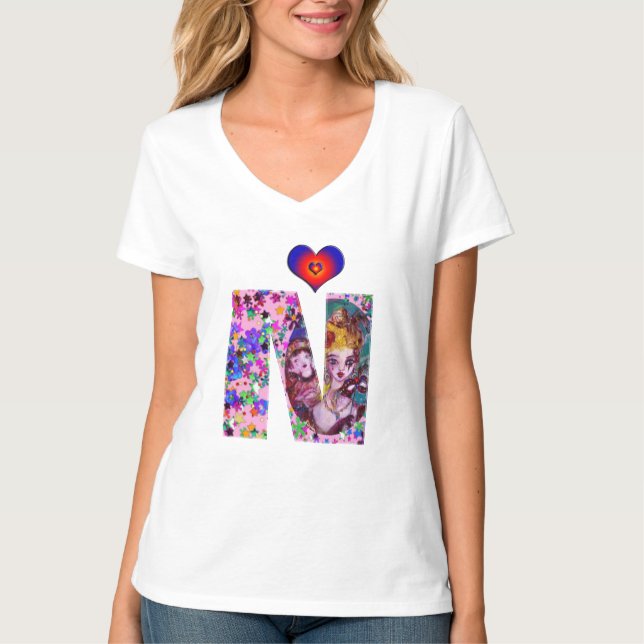 VALENTINE VENEZIANISCH MASQUERADE MONOGRAM N SCHRE T-Shirt (Vorderseite)