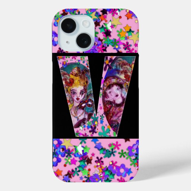 VALENTINE VENEZIANISCH MASQUERADE MONOGRAM V SCHRE Case-Mate iPhone HÜLLE (Rückseite)