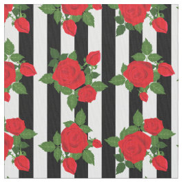 valentine vertical stripes red roses romantic stoff
