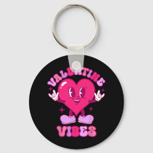 Valentine Vibes Groovy Valentinstag Shirt Gi Schlüsselanhänger